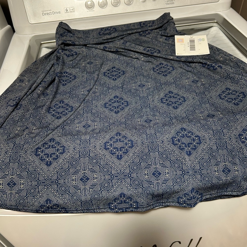 LuLaRoe Blue Geometric Midi Skirt
